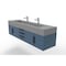 Castello Usa Nile 72" Wall Mounted  Blue Vanity With Gray Top And Black Handles CB-MC-72BLU-BL-2053-GR - alternate 2